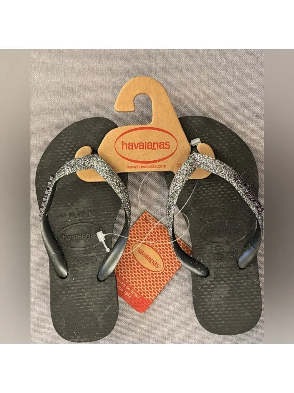 Havaianas Black Glitter Flip Flops